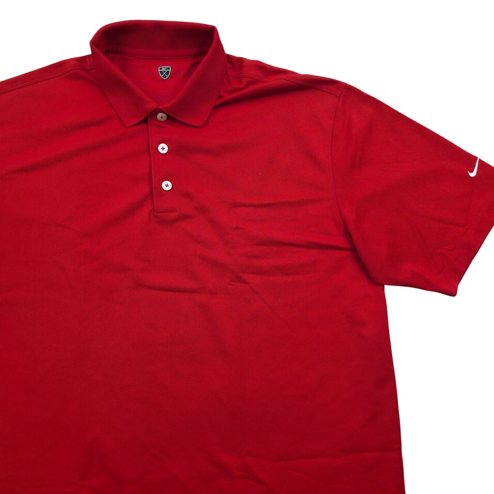 Nike Golf Dri-FIT Short Sleeve Polo‎ Shirt Solid Red Mens Large